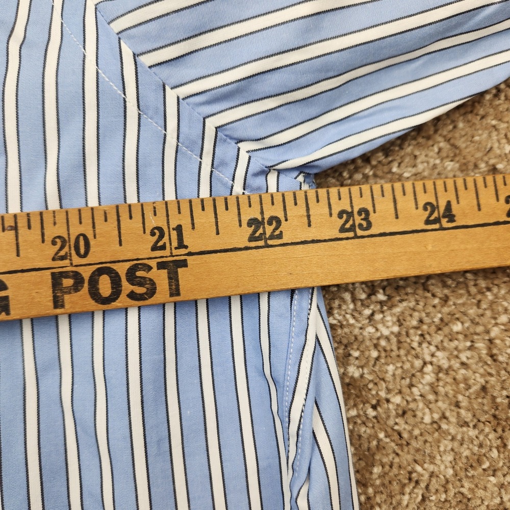 Lacoste Mens Blue White Striped Long Sleeve Button Down Shirt Size 42 L - Picture 5 of 6